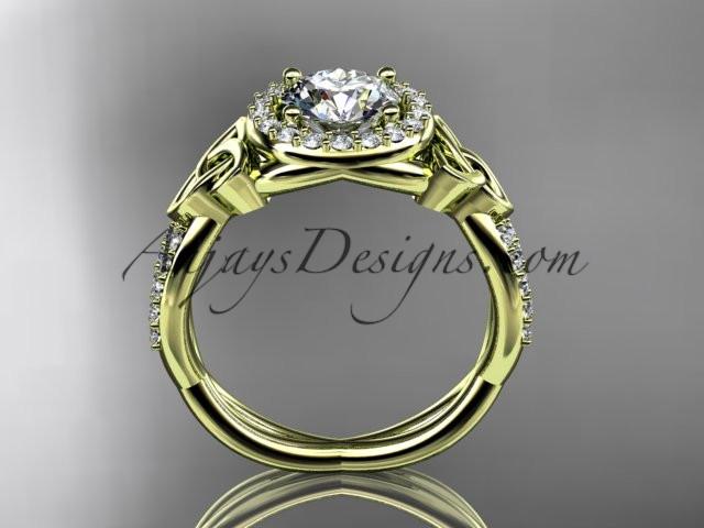 14kt yellow gold diamond celtic trinity knot wedding ring, engagement ring CT7127 - AnjaysDesigns