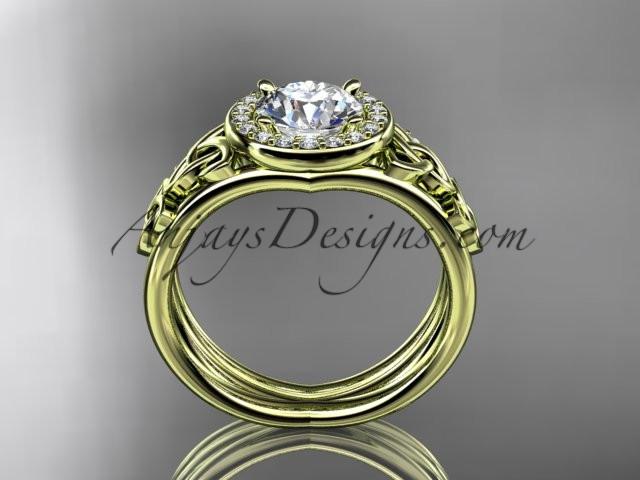 14kt yellow gold diamond celtic trinity knot wedding ring, engagement set CT7131S - AnjaysDesigns