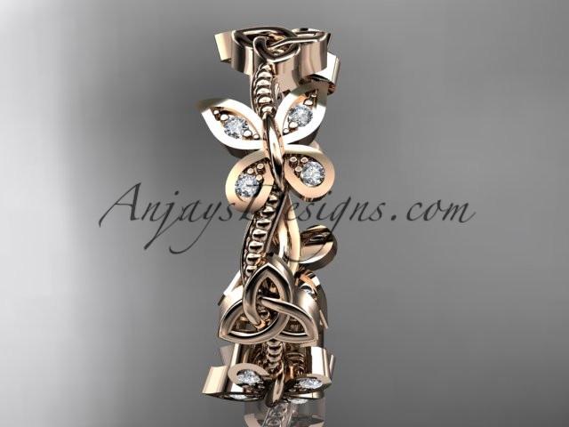 14kt rose gold diamond celtic trinity knot wedding ring, engagement band CT7139B - AnjaysDesigns