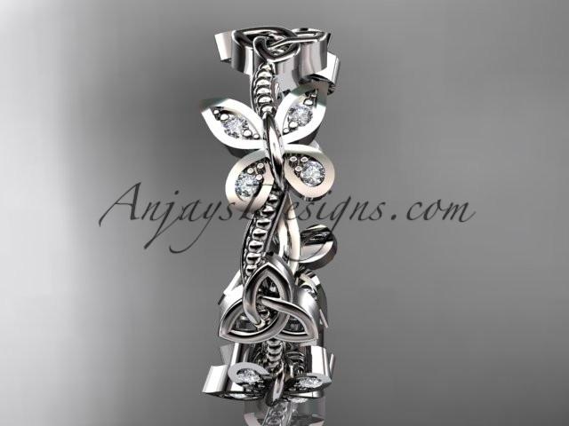14kt white gold diamond celtic trinity knot wedding ring, engagement band CT7139B - AnjaysDesigns