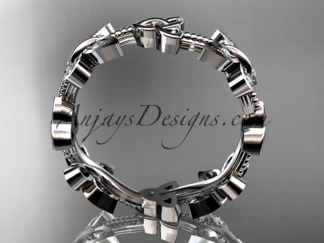 14kt white gold diamond celtic trinity knot wedding ring, engagement band CT7139B - AnjaysDesigns