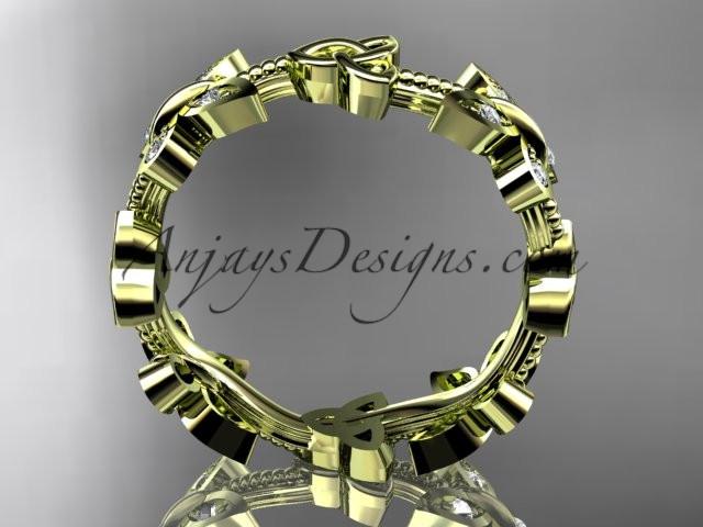 14kt yellow gold diamond celtic trinity knot wedding ring, engagement band CT7139B - AnjaysDesigns