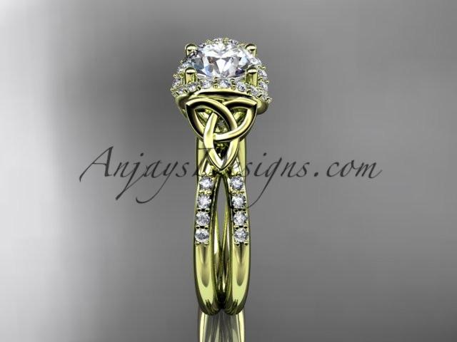 14kt yellow gold diamond celtic trinity knot wedding ring, engagement ring CT7155 - AnjaysDesigns