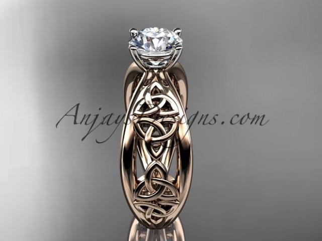 14kt rose gold diamond celtic trinity knot wedding ring, engagement ring CT7171 - AnjaysDesigns