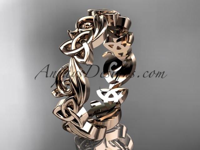 14kt rose gold diamond celtic trinity knot wedding band, engagement ring CT7191B - AnjaysDesigns