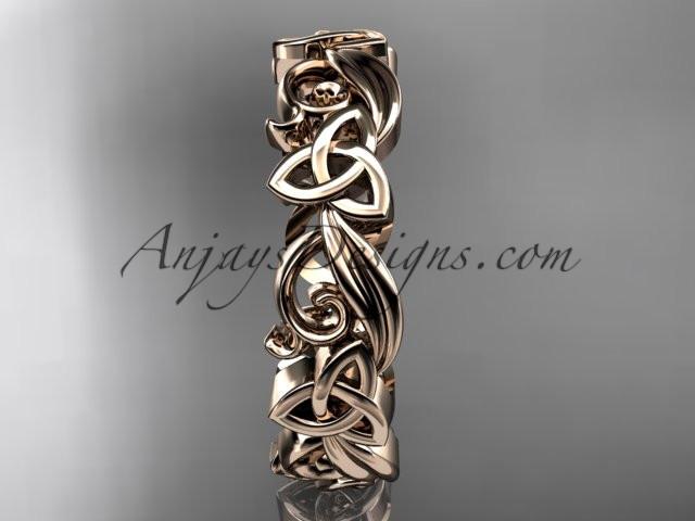 14kt rose gold diamond celtic trinity knot wedding band, engagement ring CT7191B - AnjaysDesigns