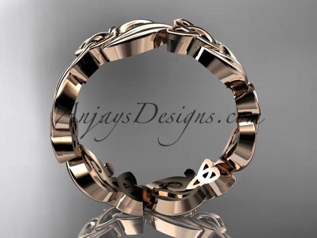14kt rose gold diamond celtic trinity knot wedding band, engagement ring CT7191B - AnjaysDesigns