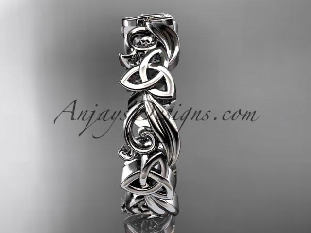 platinum diamond celtic trinity knot wedding band, engagement ring CT7191B - AnjaysDesigns