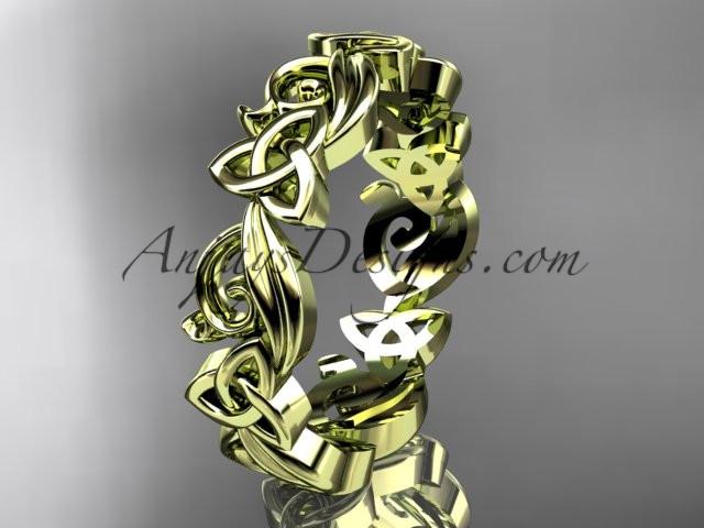 14kt yellow gold diamond celtic trinity knot wedding band, engagement ring CT7191B - AnjaysDesigns