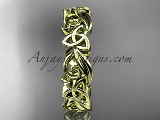 14kt yellow gold diamond celtic trinity knot wedding band, engagement ring CT7191B - AnjaysDesigns