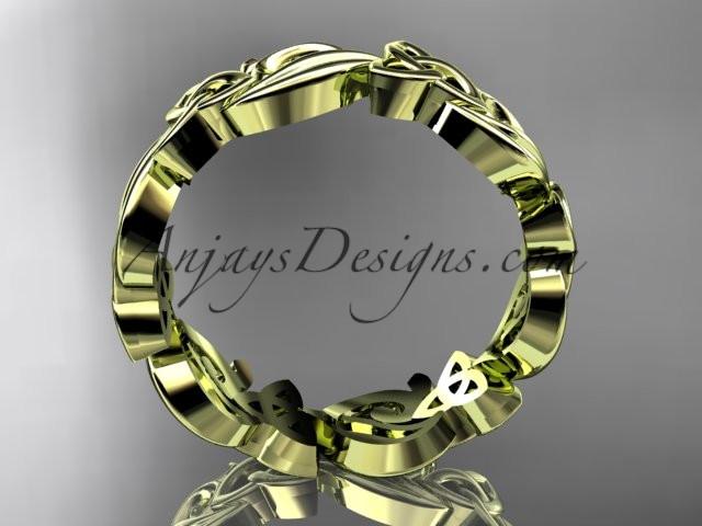 14kt yellow gold diamond celtic trinity knot wedding band, engagement ring CT7191B - AnjaysDesigns