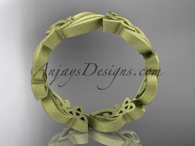 14kt yellow gold matte finish diamond celtic trinity knot wedding band, engagement ring CT7191B - AnjaysDesigns
