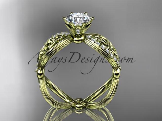 14kt yellow gold diamond celtic trinity knot wedding ring, engagement ring CT7192 - AnjaysDesigns