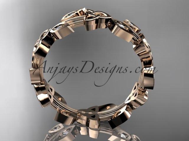 14kt rose gold diamond celtic trinity knot wedding band, engagement ring CT7193B - AnjaysDesigns