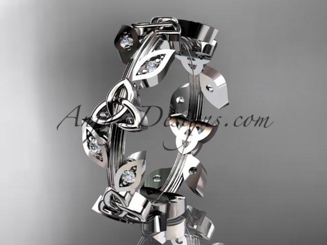 14kt white gold diamond celtic trinity knot wedding band, engagement ring CT7193B - AnjaysDesigns