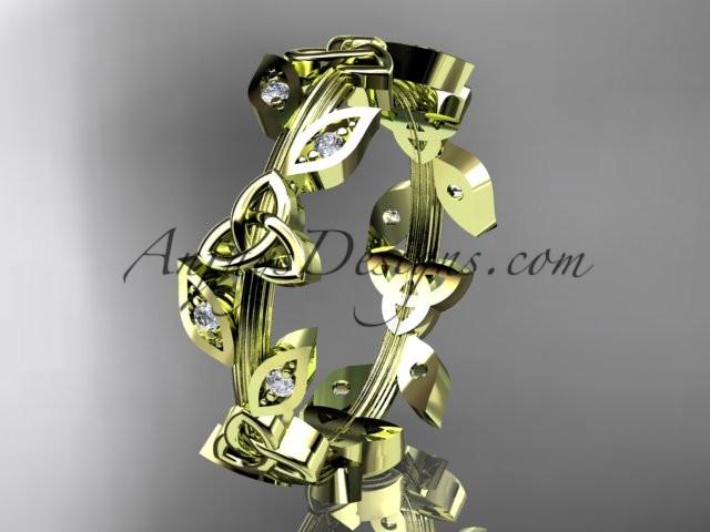 14kt yellow gold diamond celtic trinity knot wedding band, engagement ring CT7193B - AnjaysDesigns
