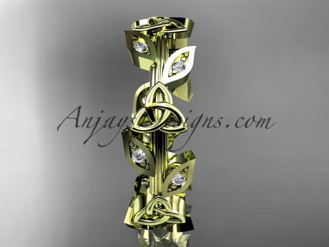 14kt yellow gold diamond celtic trinity knot wedding band, engagement ring CT7193B - AnjaysDesigns