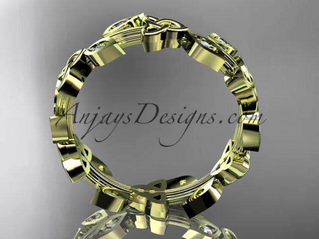 14kt yellow gold diamond celtic trinity knot wedding band, engagement ring CT7193B - AnjaysDesigns