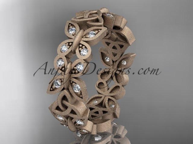 14kt rose gold diamond celtic trinity knot  matte finish  wedding band, engagement ring CT7198B - AnjaysDesigns