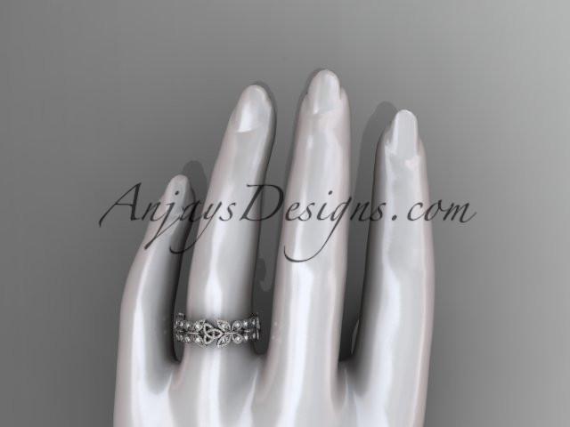 platinum diamond celtic trinity knot  matte finish  wedding band, engagement ring CT7198B - AnjaysDesigns