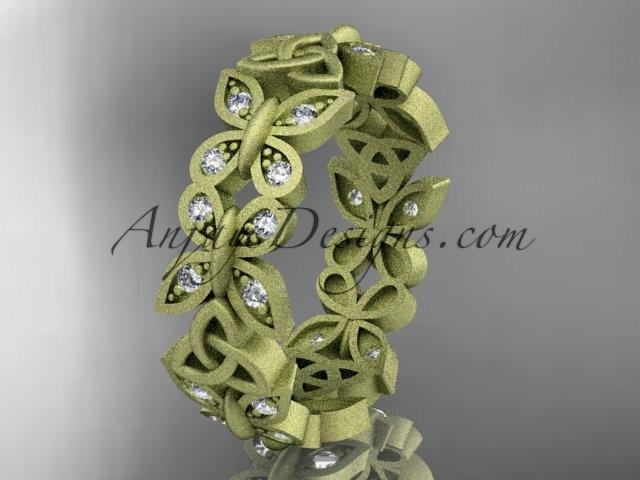 14kt yellow gold diamond celtic trinity knot  matte finish  wedding band, engagement ring CT7198B - AnjaysDesigns