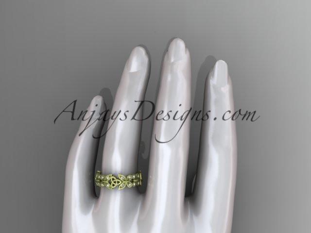 14kt yellow gold diamond celtic trinity knot  matte finish  wedding band, engagement ring CT7198B - AnjaysDesigns