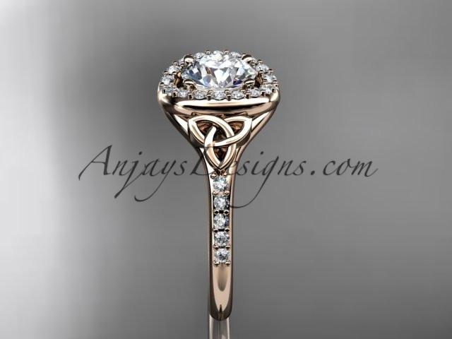 14kt rose gold diamond celtic trinity knot wedding ring, engagement ring CT7201 - AnjaysDesigns