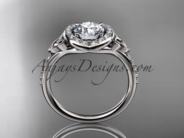 platinum diamond celtic trinity knot wedding ring, engagement ring CT7201 - AnjaysDesigns