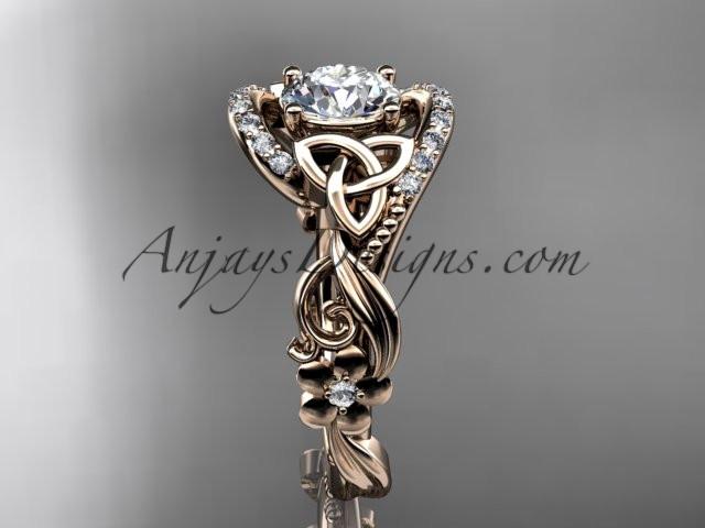 14kt rose gold diamond celtic trinity knot wedding ring, engagement ring CT7211 - AnjaysDesigns