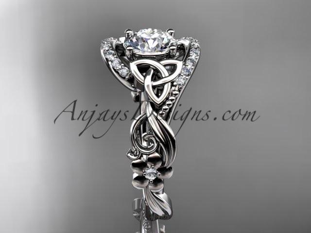 platinum diamond celtic trinity knot wedding ring, engagement ring CT7211 - AnjaysDesigns