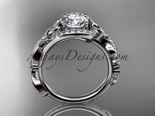 platinum diamond celtic trinity knot wedding ring, engagement ring with a "Forever One" Moissanite center stone CT7211 - AnjaysDesigns