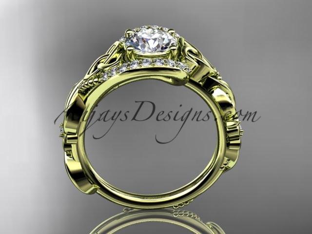 14kt yellow gold diamond celtic trinity knot wedding ring, engagement ring CT7211 - AnjaysDesigns