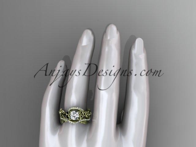 14kt yellow gold diamond celtic trinity knot wedding ring, engagement set CT7211S - AnjaysDesigns