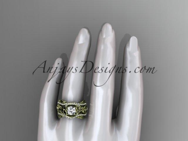 14kt yellow gold diamond celtic trinity knot wedding ring, engagement ring with a  double matching band CT7211S - AnjaysDesigns
