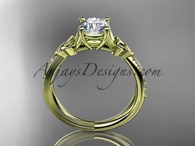 14kt yellow gold diamond celtic trinity knot wedding ring, engagement ring CT7214 - AnjaysDesigns