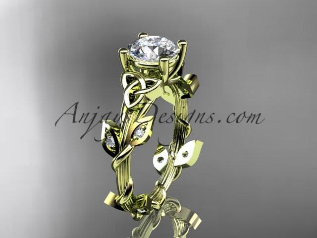 14kt yellow gold diamond celtic trinity knot wedding ring, engagement ring CT7215 - AnjaysDesigns