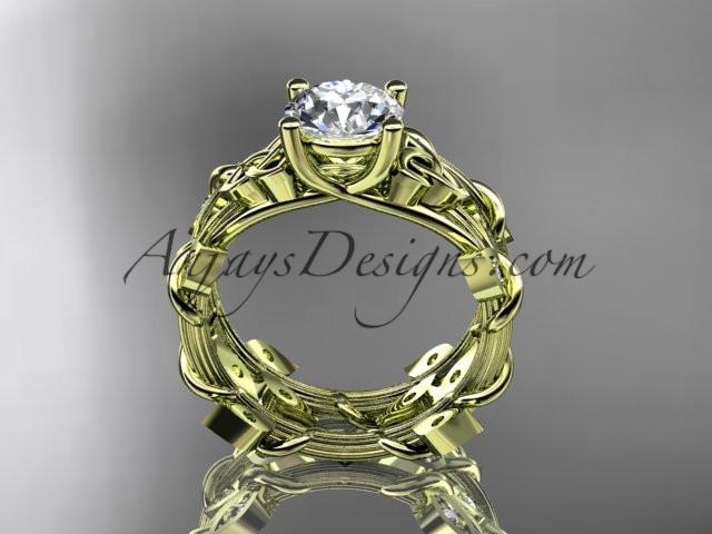 14kt yellow gold diamond celtic trinity knot wedding ring, engagement set CT7215S - AnjaysDesigns
