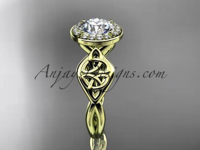 14kt yellow gold diamond celtic trinity knot wedding ring, engagement ring CT7219 - AnjaysDesigns