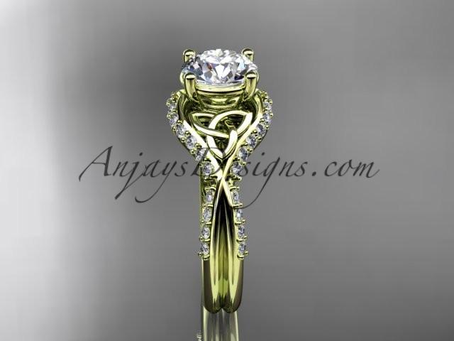 14kt yellow gold diamond celtic trinity knot wedding ring, engagement ring CT7224 - AnjaysDesigns