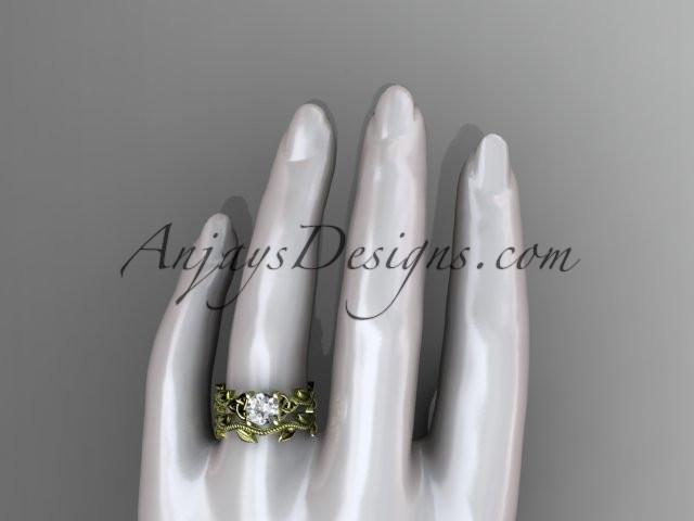 14kt yellow gold diamond celtic trinity knot wedding ring, engagement set CT7238S - AnjaysDesigns
