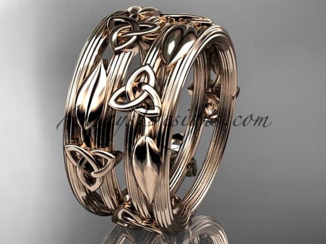 14kt rose gold celtic trinity knot wedding band, engagement ring CT7242B - AnjaysDesigns