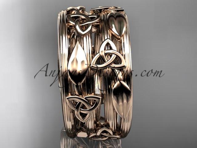 14kt rose gold celtic trinity knot wedding band, engagement ring CT7242B - AnjaysDesigns