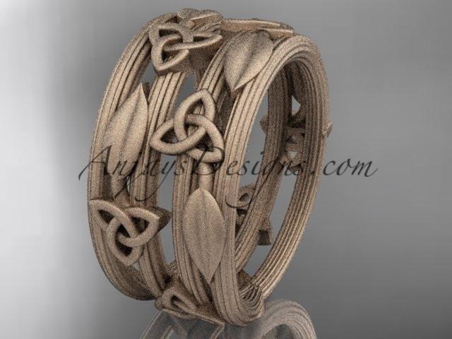 14kt rose gold celtic trinity knot matte finish wedding band, engagement ring CT7242B - AnjaysDesigns