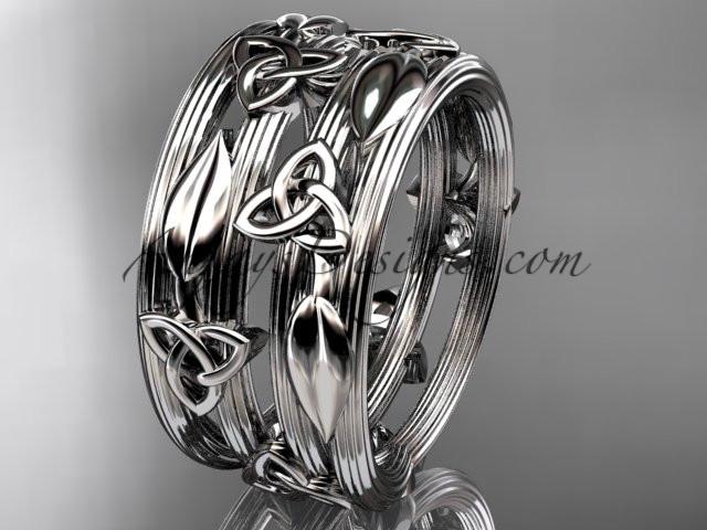 14kt white gold celtic trinity knot wedding band, engagement ring CT7242B - AnjaysDesigns