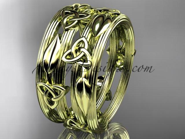 14kt yellow gold celtic trinity knot wedding band, engagement ring CT7242B - AnjaysDesigns