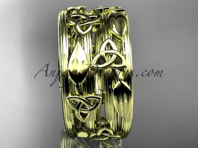 14kt yellow gold celtic trinity knot wedding band, engagement ring CT7242B - AnjaysDesigns