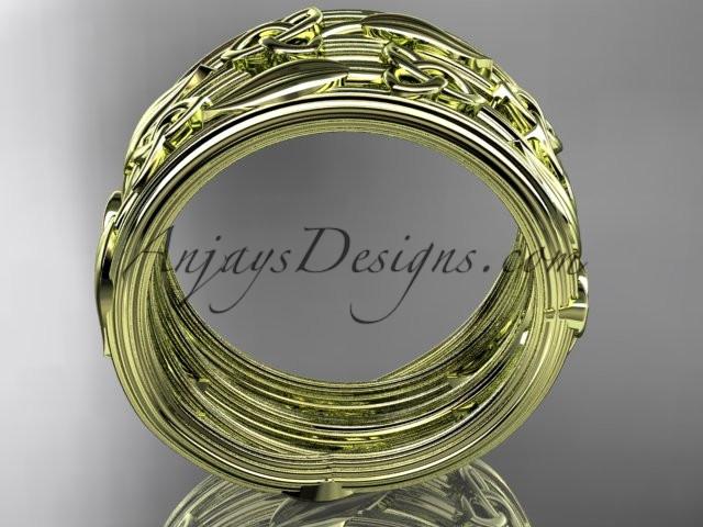 14kt yellow gold celtic trinity knot wedding band, engagement ring CT7242B - AnjaysDesigns