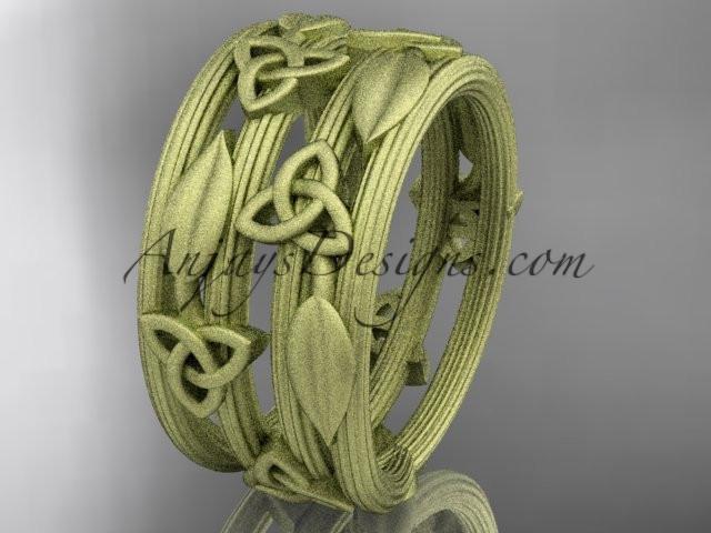 14kt yellow gold celtic trinity knot matte finish wedding band, engagement ring CT7242B - AnjaysDesigns