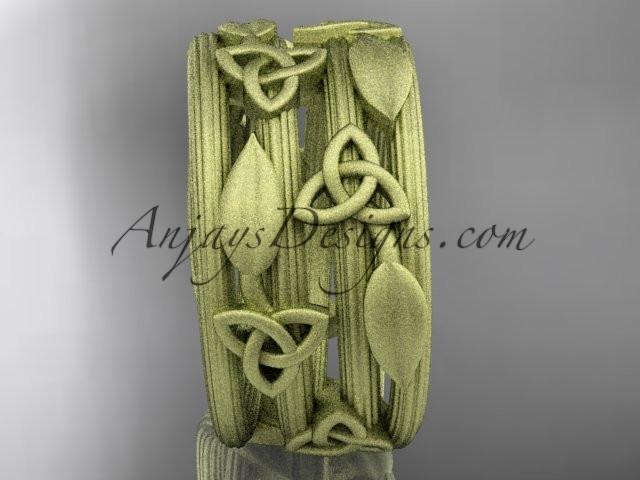 14kt yellow gold celtic trinity knot matte finish wedding band, engagement ring CT7242B - AnjaysDesigns