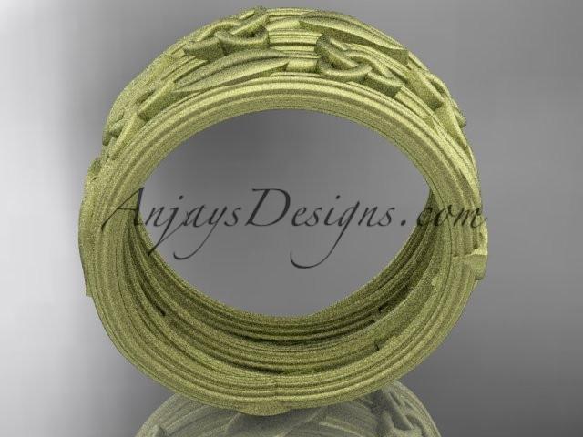 14kt yellow gold celtic trinity knot matte finish wedding band, engagement ring CT7242B - AnjaysDesigns